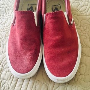 Rose velvet vans.